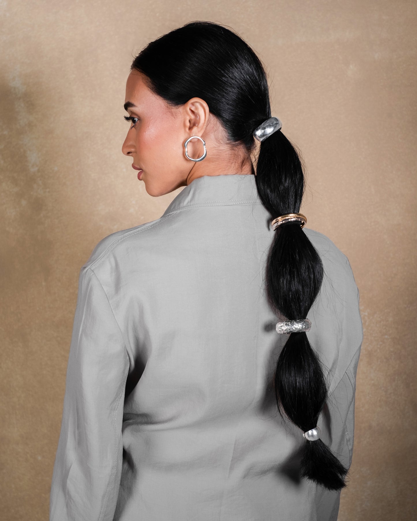Silver Calla Hair Cuff - Textured